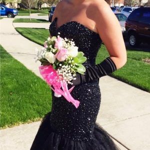 Mori Lee Size 14 Black Prom Dress